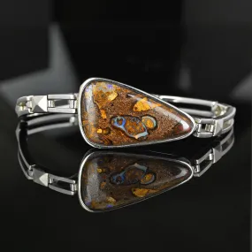 Vintage Silver Free Form Natural Boulder Opal Bracelet