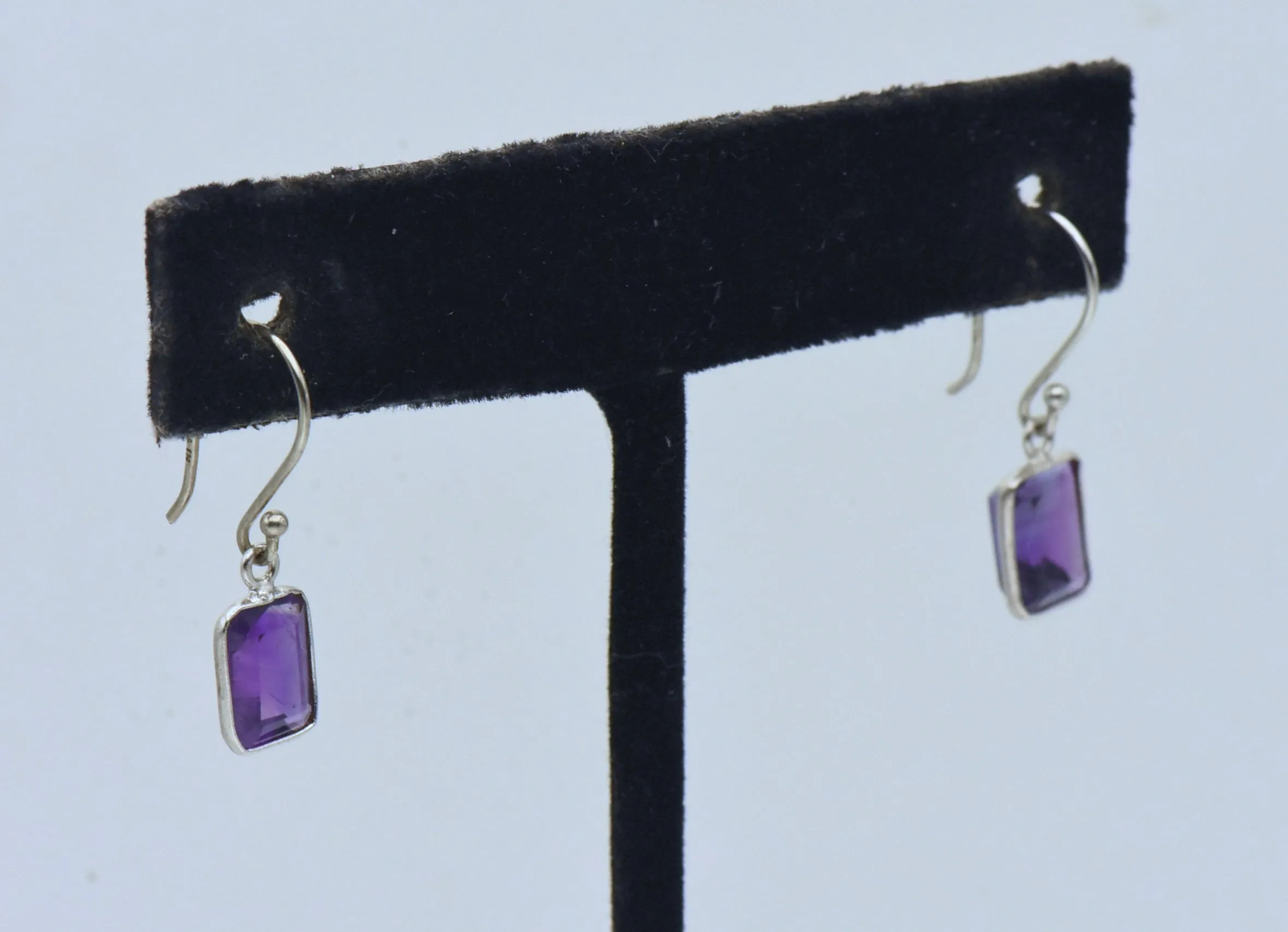 Vintage Sterling Silver Amethyst Dangle Earrings