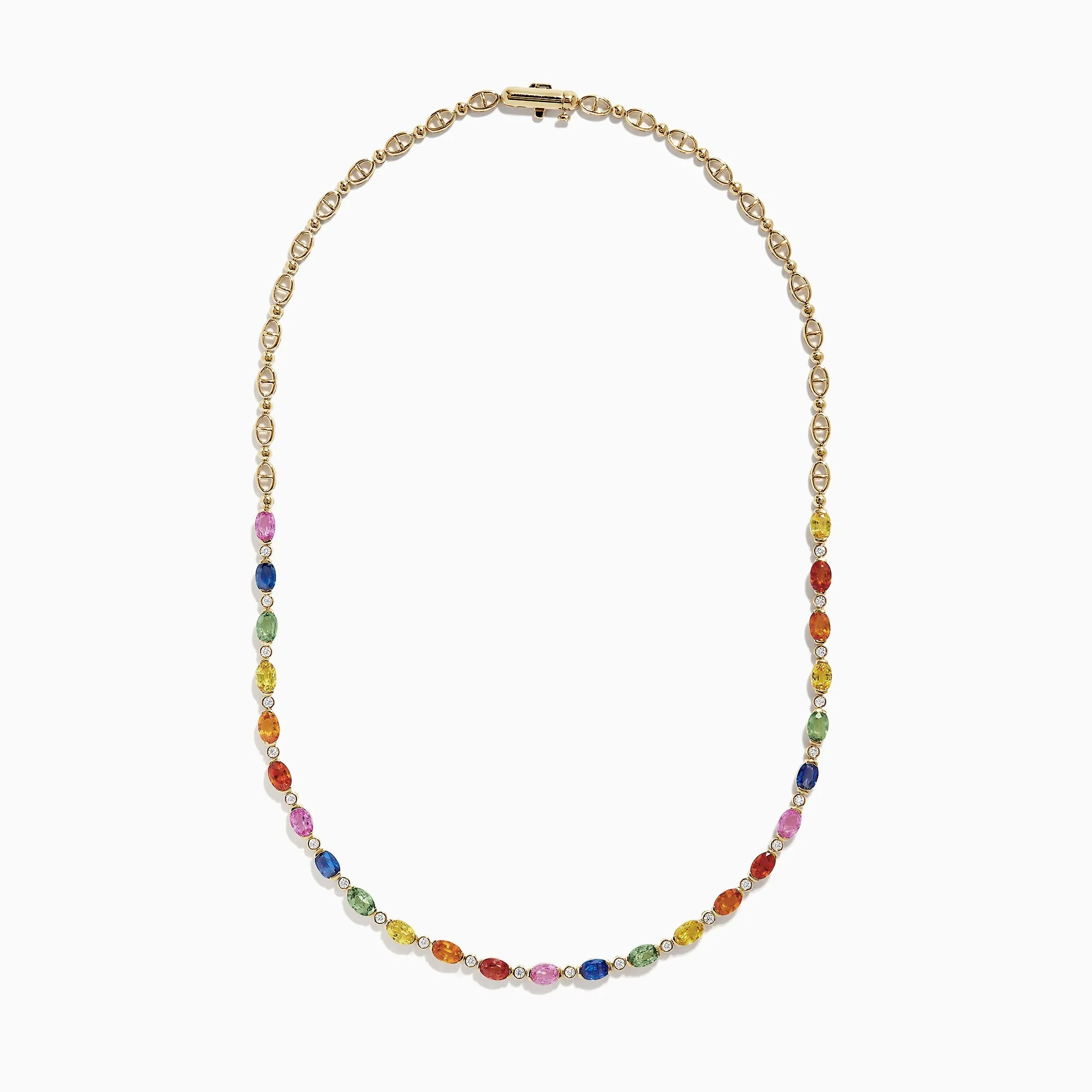 Watercolors 14K Gold Multi Sapphire and Diamond Necklace, 14.72 TCW