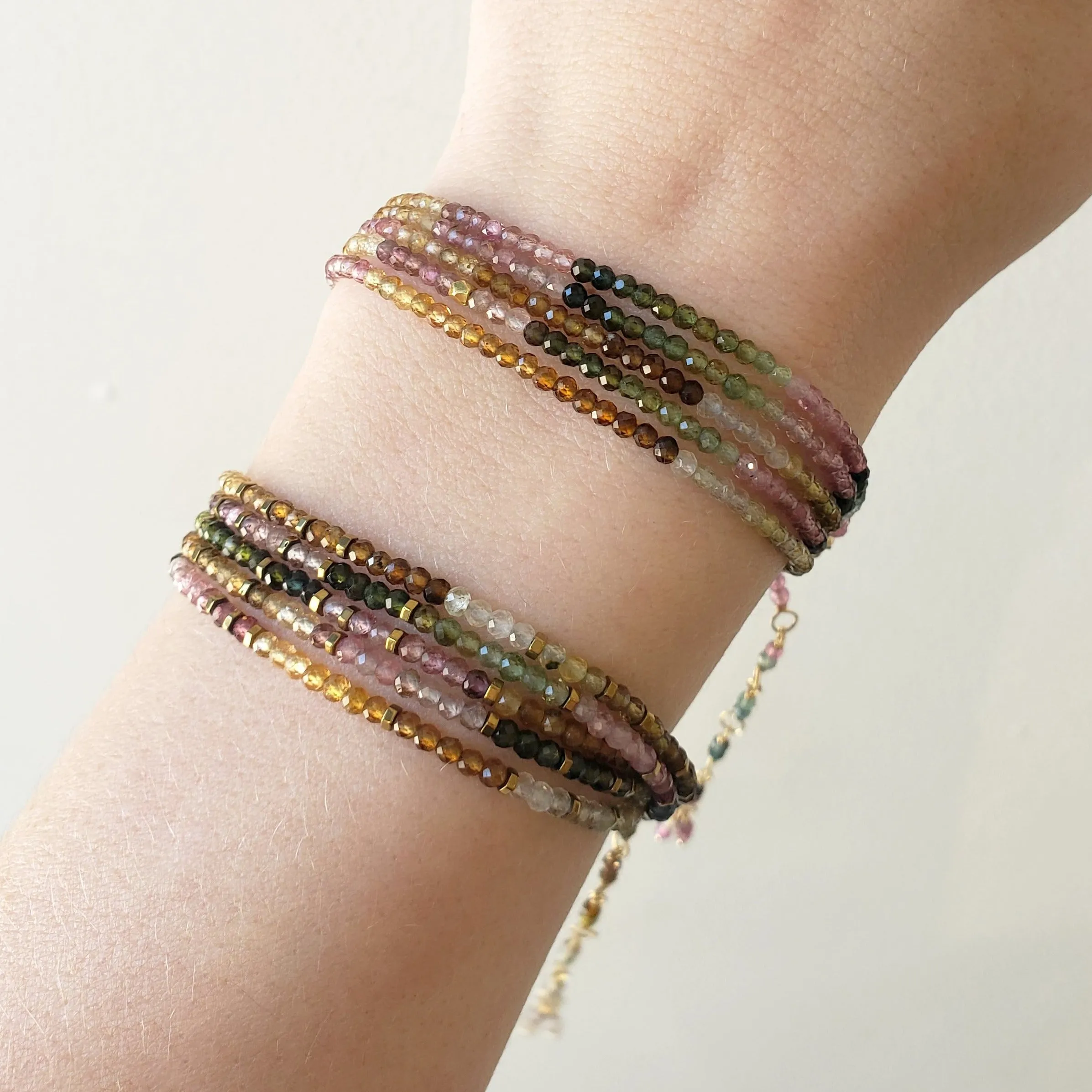 Watermelon Tourmaline Wrap Bracelet - Necklace