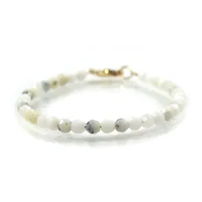 White Opal 4mm Faceted Round Bracelet with Gold Filled Lobster Clasp