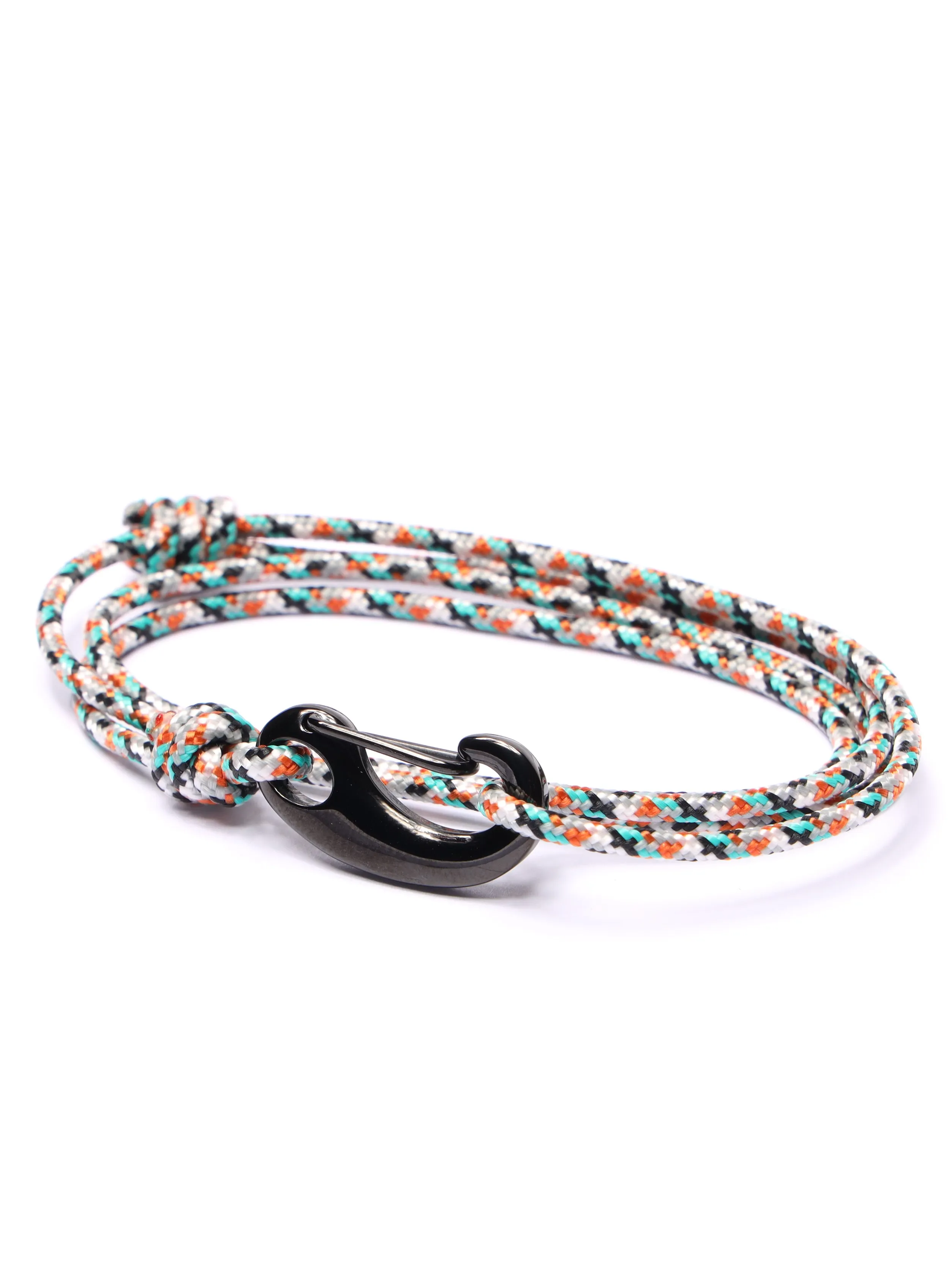 White   Orange Tactical Cord Bracelet for Men (Black Clasp - 25K)