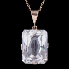 White Sapphire Pendant Necklace 9Ct Yellow Gold 28Ct Sapphire