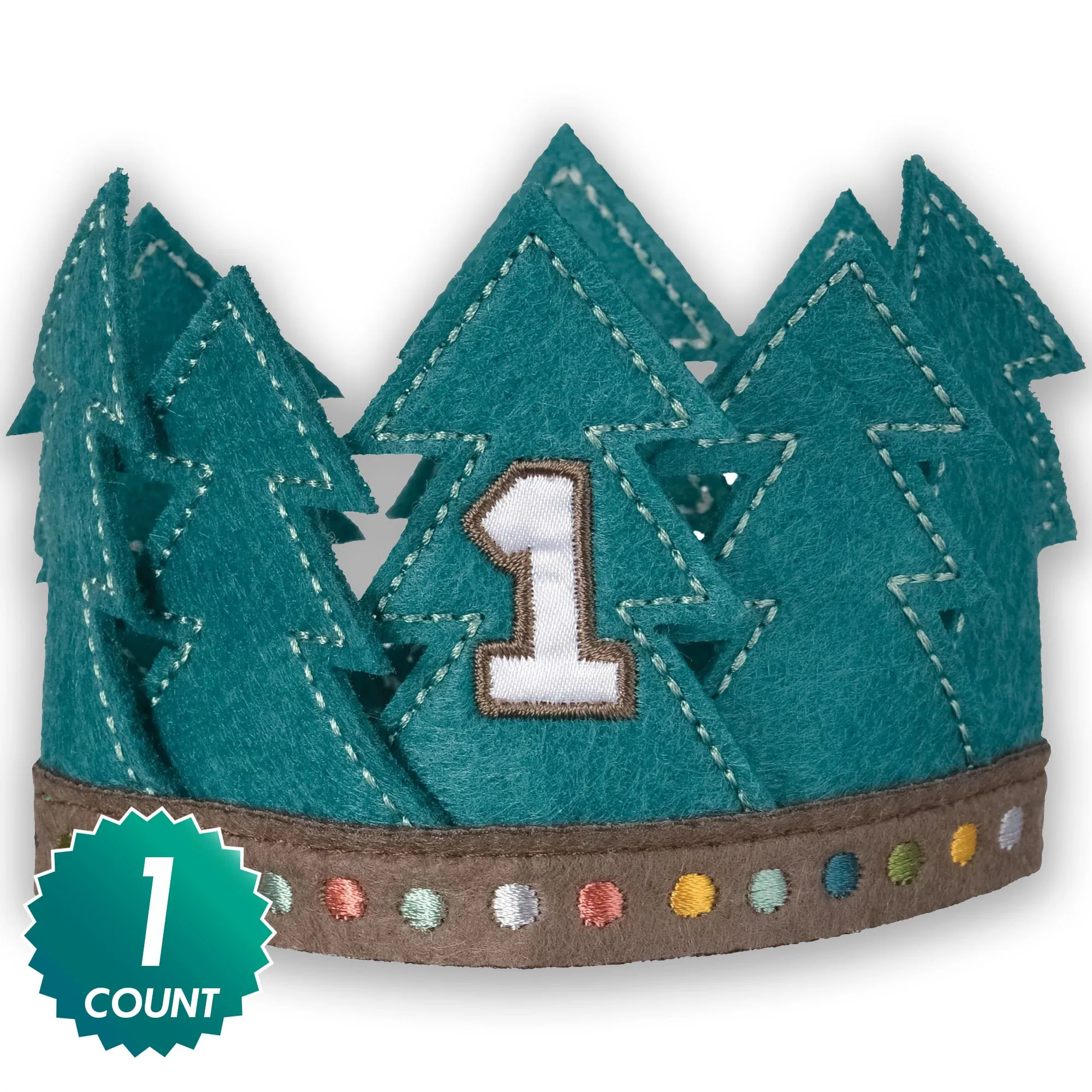 Wilderness Adventure 1st Birthday Party Mini Felt Crown Accessory, 1 Count