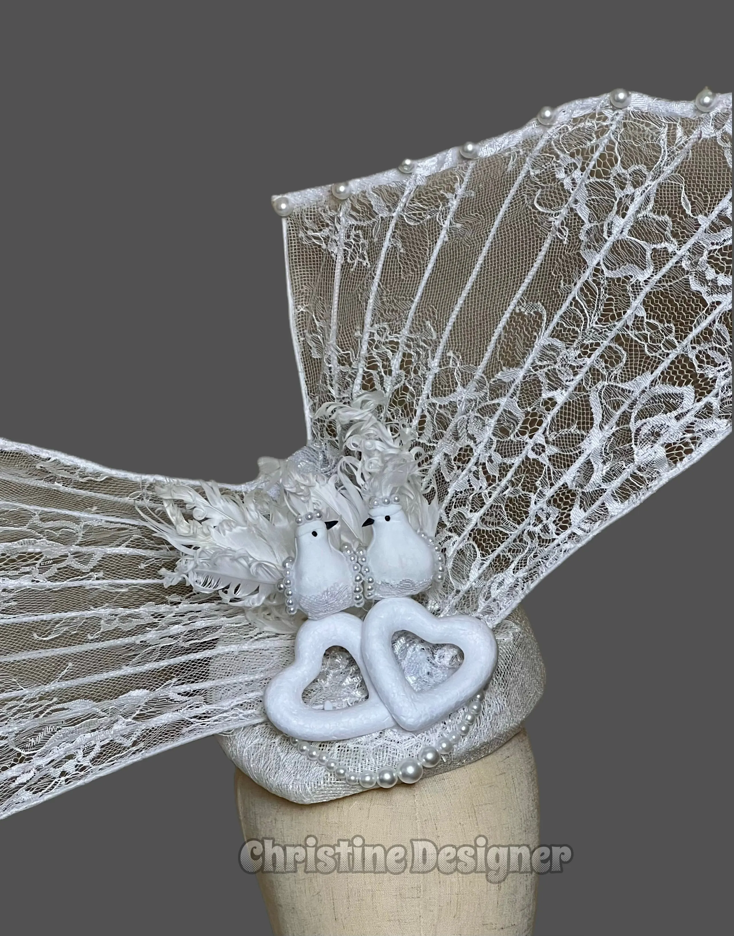 WINGS OF LOVE - wedding/ bridal  hat, pearl hat