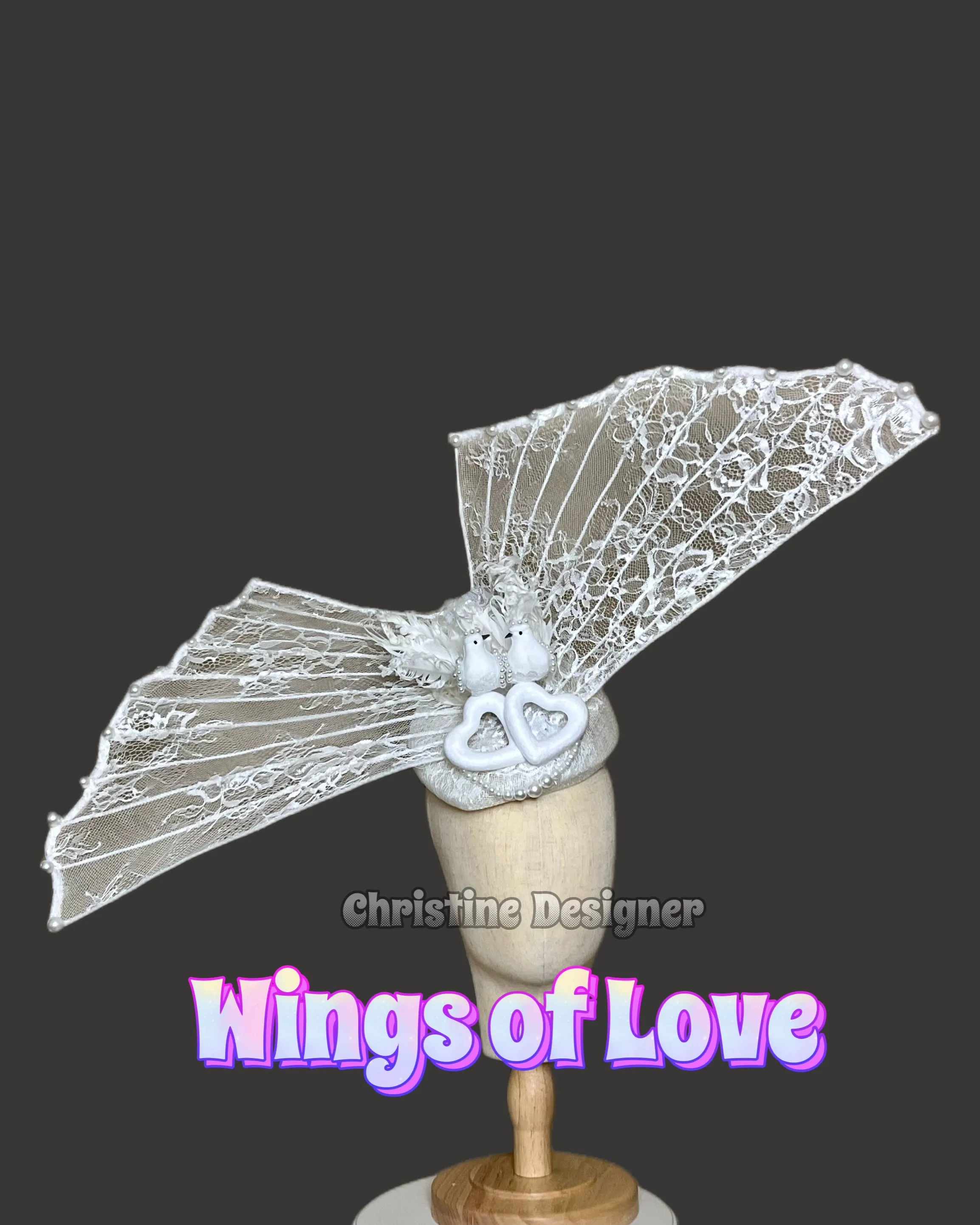 WINGS OF LOVE - wedding/ bridal  hat, pearl hat