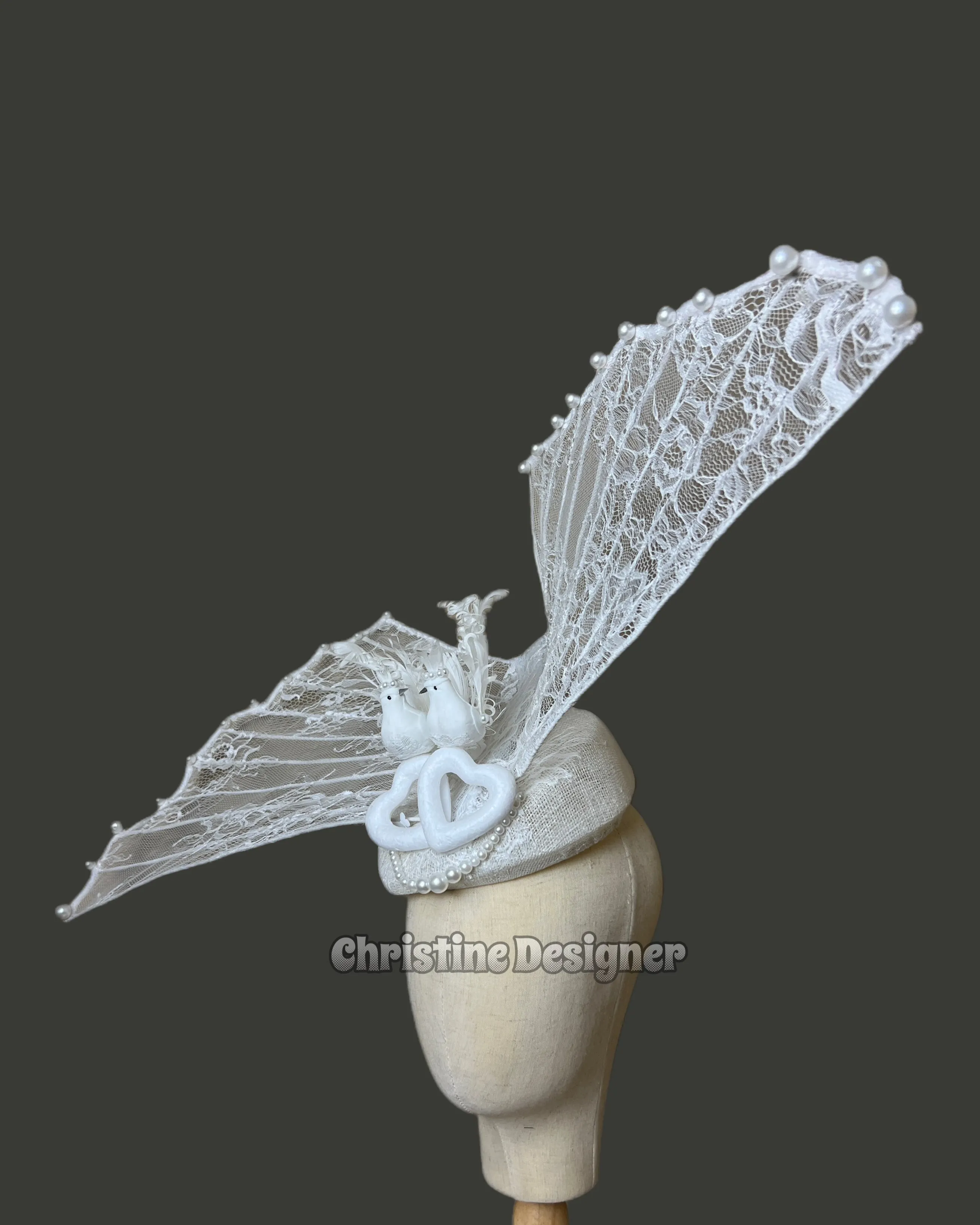 WINGS OF LOVE - wedding/ bridal  hat, pearl hat