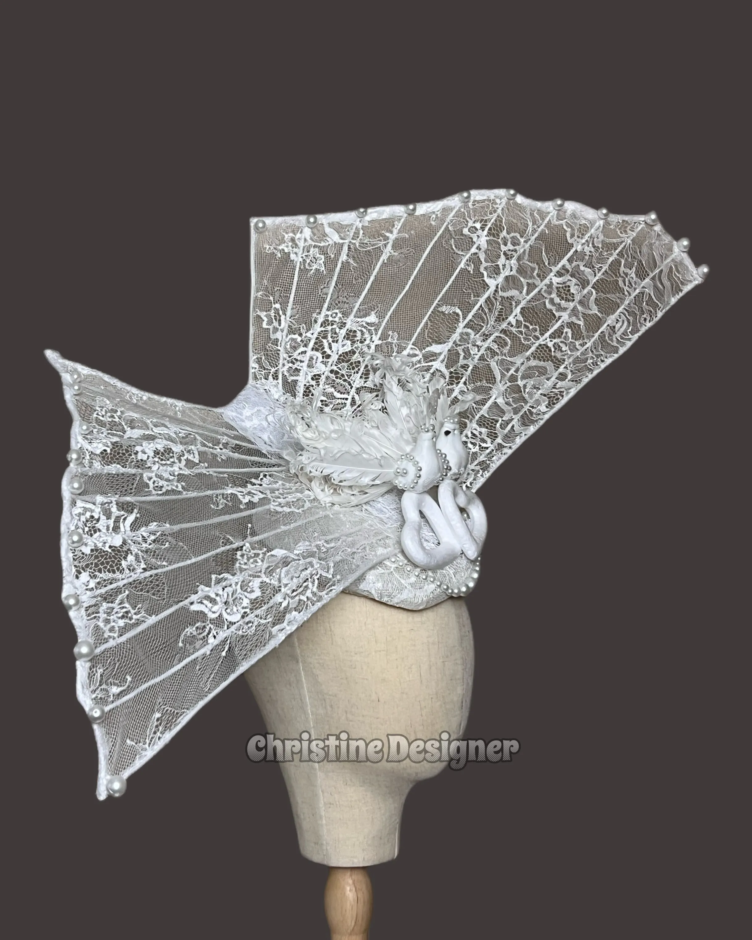 WINGS OF LOVE - wedding/ bridal  hat, pearl hat