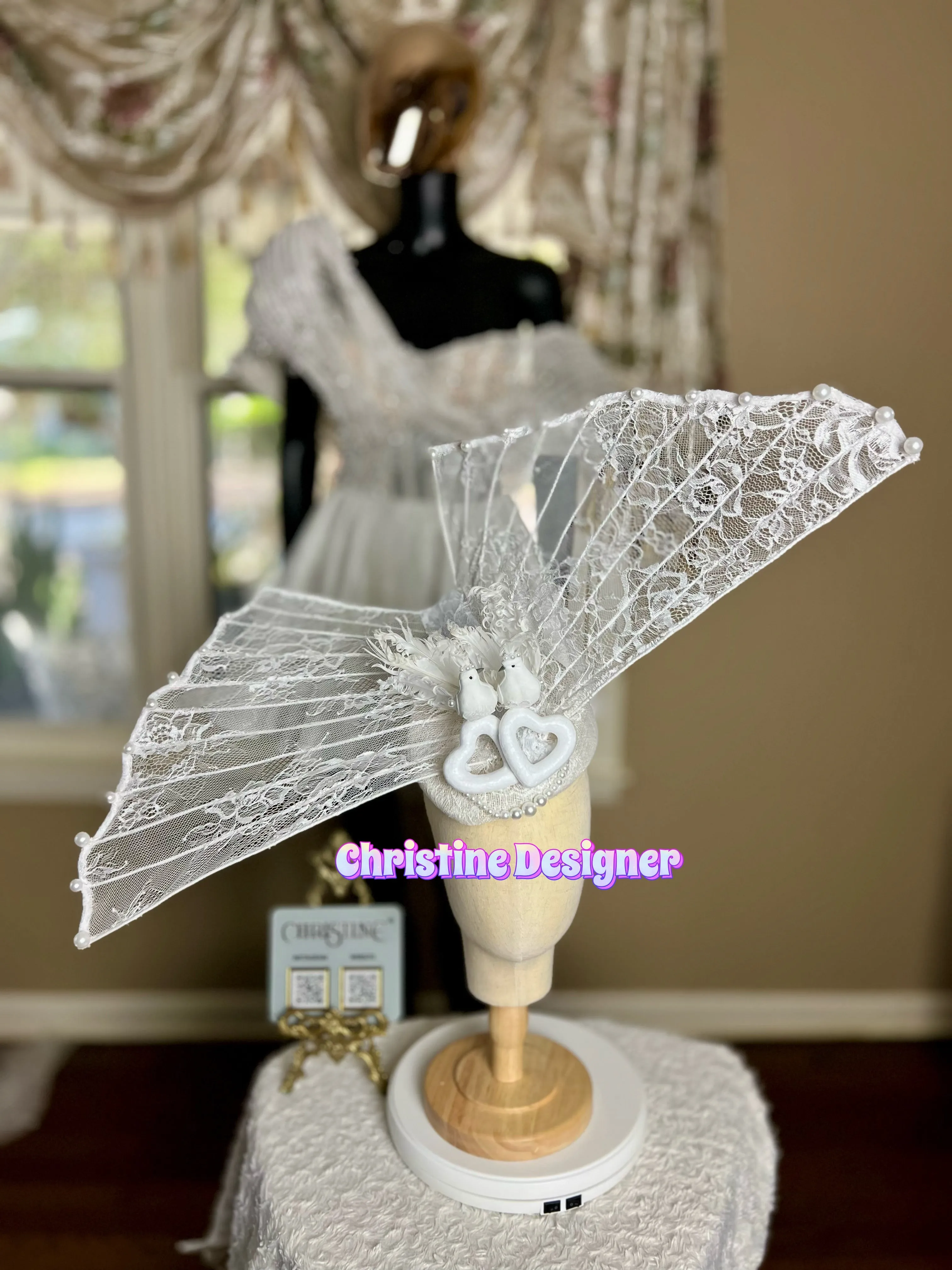 WINGS OF LOVE - wedding/ bridal  hat, pearl hat