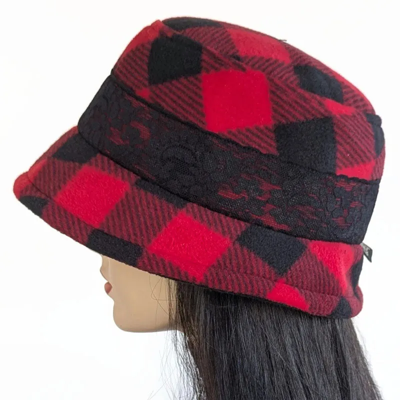 Winter Bucket Hat, with lace trim, assorted colors and fabric combos