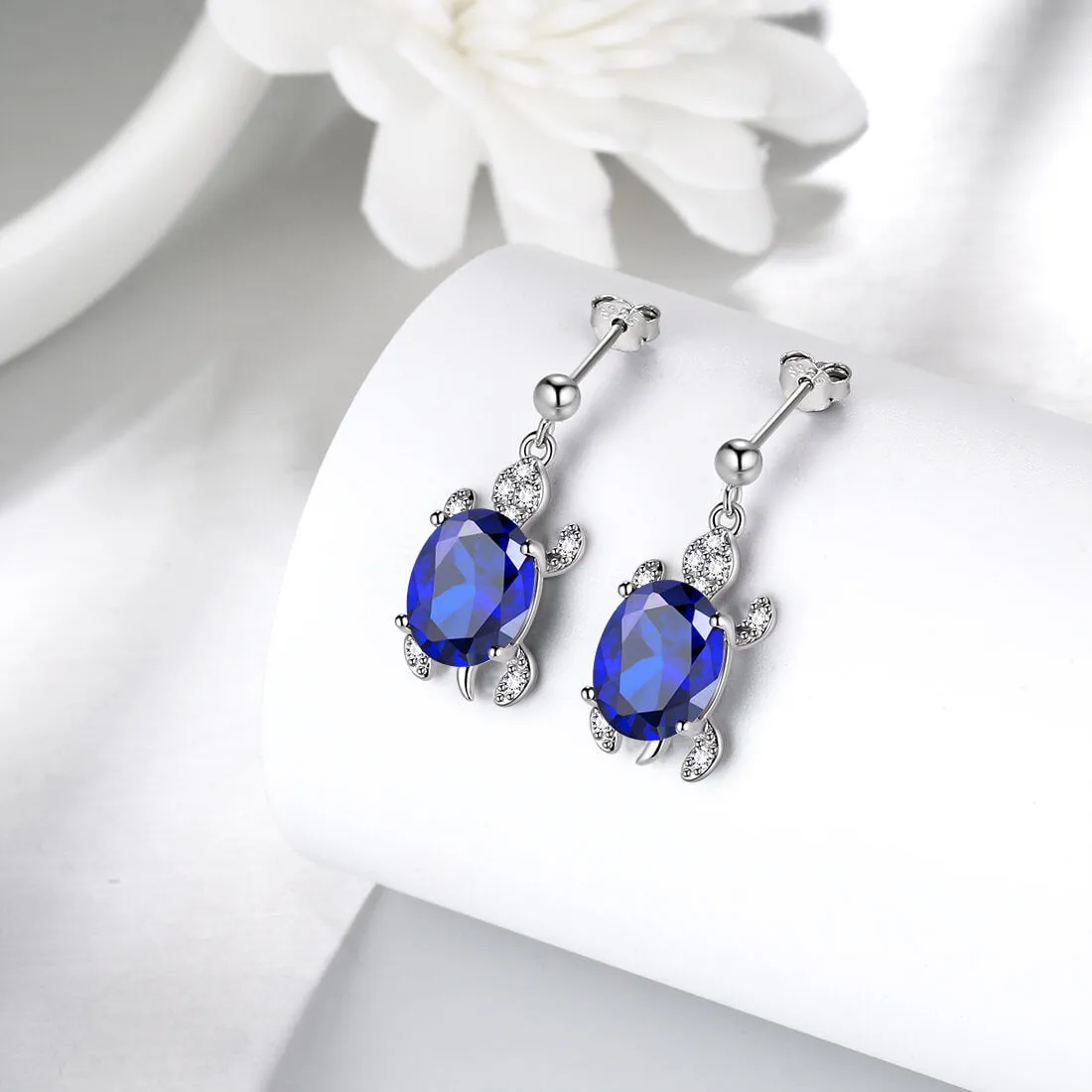 Women Turtle Drop Earrings Birthstone Girls Jewelry Birthday Gift Sterling Silver