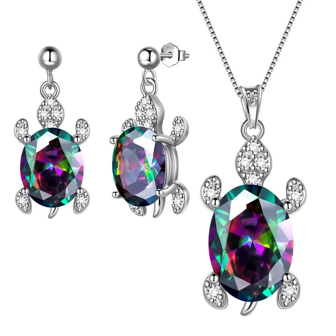 Women Turtle Jewelry Sets 3PCS Birthstone Girls Birthday Gift Sterling Silver