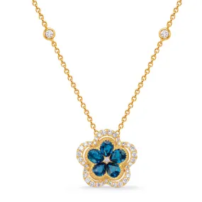 Yellow Gold Diamond & Sapphire Necklace