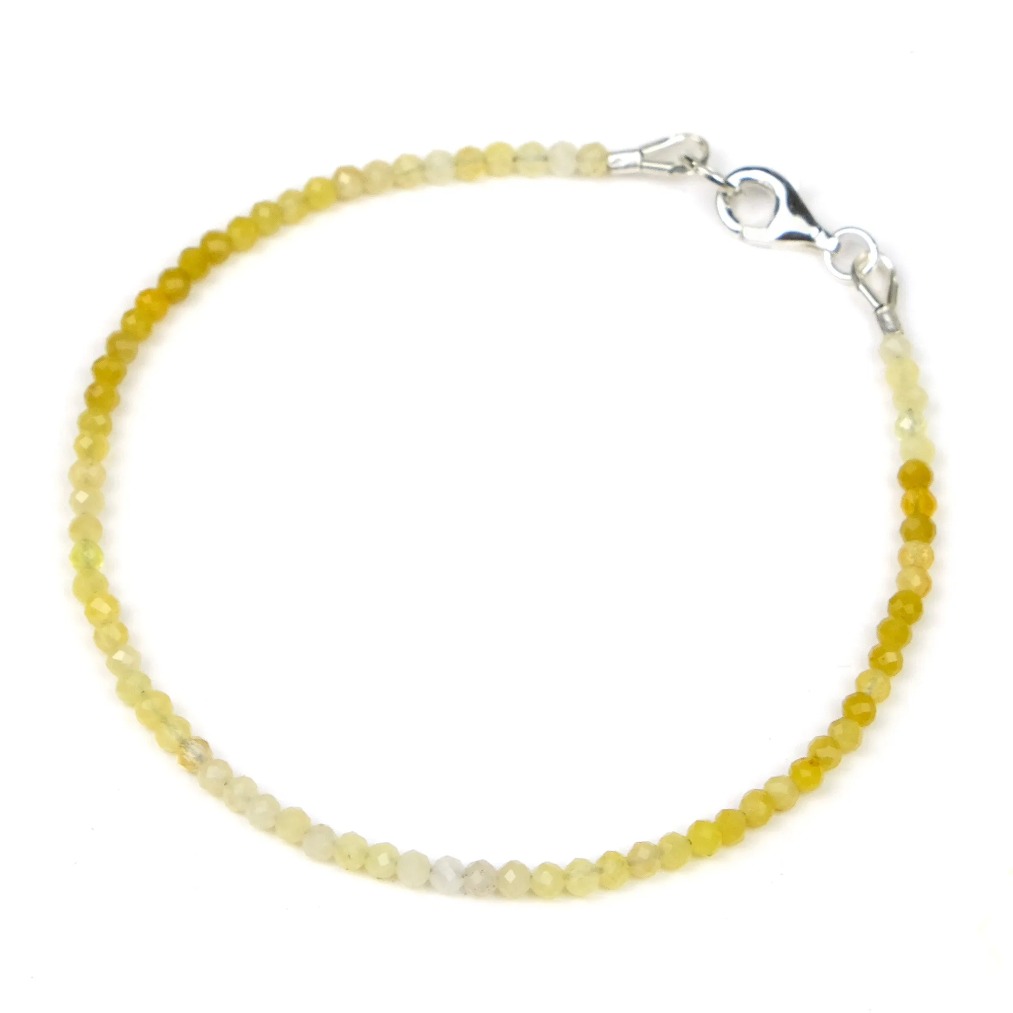 Yellow Opal 2.5mm Faceted Rounds Bracelet with Sterling Silver Trigger Clasp