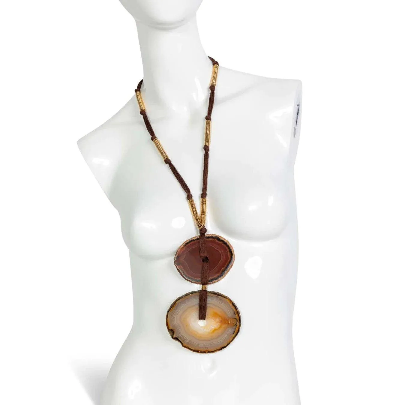 YVES SAINT LAURENT Agate Disc Pendant Necklace 2010